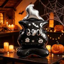 1‑2 Pieces Halloween Balloon Set, Featuring Ghost Cauldron And Coffin Base Balloons. Perfect As Surprise Gifts For Kids Who Love Spooky Styles And For Creating Dark‑Themed Halloween Parties. - View 2