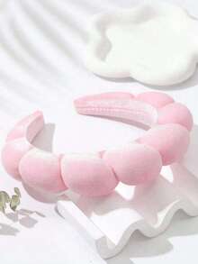 Pink Velvet Headband, Non-Slip Spa Hair Accessory, Suitable For Face Washing, Makeup, Skincare Routine And Daily Styling - Pink - View 1