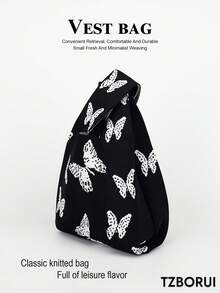 1pc 2025 New Crochet Breathable Lightweight Foldable Portable Open Top Casual Women's Handbag For Phone, Umbrella, Cosmetics, Lipstick, Perfume, Books, Gift, Daily, Vacation, School, Commute, Shopping, Travel, Camping, Outing - Multicolor - View 1