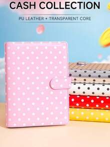 1Set A5 6-Ring Binder Photo Album, Budget & Cash Envelope Card Sleeves, Polka Dot & Macaron PU Leather Cover Loose-Leaf Collection Photo Album With 25Pcs 4-Grid Photo Card Pages, For Home, Office & Travel Use, Ideal For Organizing Family Photos - Multicolor - View 9