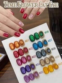 MISS SHAKA 10ml Summer Autumn Nails Halloween Nails High-Dentisy Blue Gold Red Glass Bead Cat Eye Gel Nail Polish Time Flower Sequence 10 Colours A Set Of Bright Multi-Colour Nail Polish Gel Whitening Popular Versatile Nail Salon Home DIY Nail Supplies - Multicolor - View 21