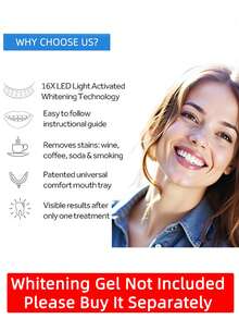 جهاز تسريع تبييض الأسنان ب- 16 مصباح LED، ضوء العناية بالفم مع صينية الفم، متصل ب- USB/Type-C/Android/الهاتف، للعناية بالفم في المنزل (الجل غير مشمول) - أبيض - مشاهدة 3