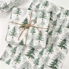 60/30/10 Sheets Mori Style Christmas Pine Tree Pattern Tissue Paper, 20*14 Inch Gift Wrapping Paper, Suitable For Christmas Decoration, Wedding, Thanksgiving, Birthday Gift Wrapping, Bouquet Wrapping, Gift Bag Filler And Party Gifts - Multicolor - View 6