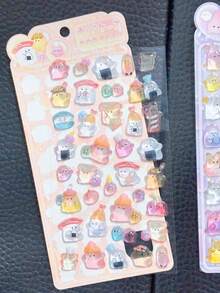 1/4pcs Laser Holographic 3D Embossed Solid Resin Stickers DIY Craft Material Sticker Art - Multicolor - View 9