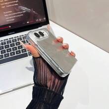 1 قطعة بطانية هاتف قابل للطي بتصميم مرآة ونقشة صدفة بلون موحد، كفر حماية نحيف وخفيف الوزن للهاتف الذكي، جراب هاتف عصري، هدية للعودة إلى المدرسة وحفل الافتتاح وعيد الميلاد وهدية للأزواج، متوافق مع Apple 18 Fold و iPhoneDuo - متعدد الألوان - مشاهدة 6