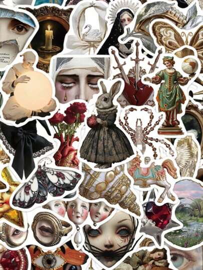 50pcs Medieval Dreamcore Aesthetic Surrealism Style Stickers Weirdcore Aesthetic Sticker Pack Funny Ins Dreamcore Art Fashion Graffiti Stickers Vinyl Waterproof Suitable For Laptop Phone Car Skateboard Water Bottle Scrapbook Computer Journal