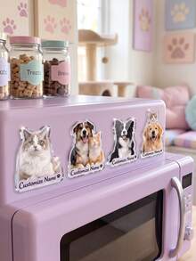 1pc Personalized Custom Pet Photo And Text Fridge Magnet, Cartoon Dog Refrigerator Magnet, Custom Pet Portrait Magnet Gift For Dog Owners - Multicolor - View 2