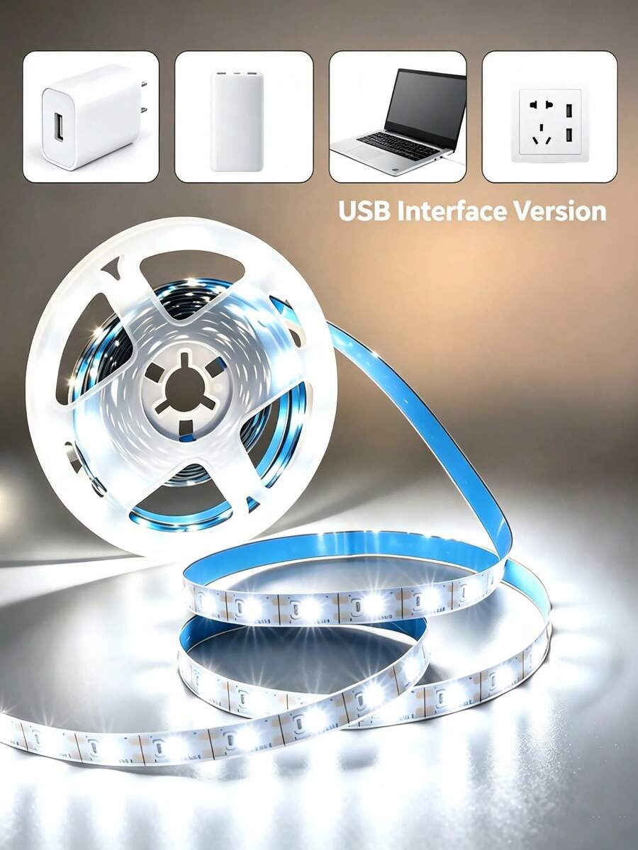 USB Powered LED Light Strip, Flexible Light Strip, Self-Adhesive, Suitable For Bedroom, Cabinet, TV Background Decoration, 1-5m Optional