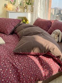 3-Piece Hollow Lace Duvet Cover Set, Soft And Comfortable Bedroom Bedding, Lace Design With Cute Floral Pattern, Breathable And Soft All-Season Bedding Set, Includes 1 Duvet Cover And 2 Pillowcases, No Fillers, Suitable For Dorm, Bedroom And Home Use, Multiple Size Options - Burgundy - View 8