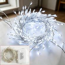 Burst Cluster Fairy LED Lights, Flexible Tiny Copper Wire String Lamp, Indoor Xmas Decor, Wedding Backdrop Balcony Festival Atmosphere Lighting Ornament, No Battery Included - Silver - View 10