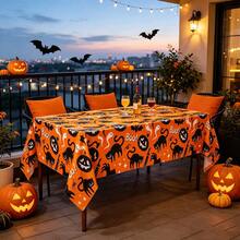 3 Pieces1-Piece Halloween Evil Kitten Rectangular Tablecloth, Happy Scare Style | Disposable Plastic Cover, Spiders, Bats, Perfect For Trick-Or-Treat Parties, Photo Backdrops, And Indoor/Outdoor Use 54"X108" - Multicolor - View 6