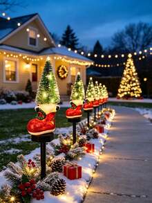 1pc Solar Powered Christmas Boot Stump Light, Outdoor Waterproof LED Pathway Light, Christmas Decorative Ground Light, Suitable For Yard Garden Lawn Holiday Decoration - Multicolor - View 10