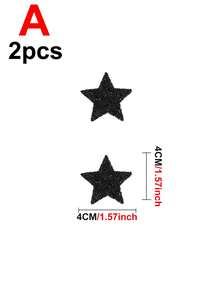 2 piezas Parche termoadhesivo con diseño de diamante de imitación en forma de estrella DIY - Negro - Ver 8