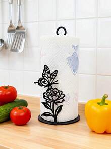 This Kitchen Paper Towel Holder Features Butterfly And Floral Patterns, Combining Elegant Design With Practical Functionality To Add A Stylish Touch To Your Kitchen - Multicolor - View 3