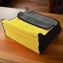 5 Paket Kain Pembersih Mikrofiber Bulu Karang Dua Sisi - Handuk yang Sangat Menyerap dan Dapat Digunakan Kembali, Desain Dua Warna (Kuning dan Hitam), Bentuk Persegi untuk Rumah, Dapur, Mobil, Kamar Mandi, Pembersihan Kaca, Lap Piring - Beraneka warna - View 1