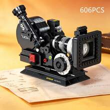608pcs Mini Building Blocks Set, Stress Relief & Anxiety Relief Toy For Adults, Creative Camera Model Assembly Ornament, Perfect Birthday Gift, Exquisite Vintage Camera Style Blocks (Includes Stickers) - Multiple Colors - View 5