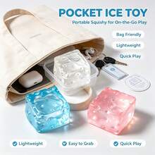1pc Random Color Clear Ice Cube Squeeze Squishy Toy, Soft Malt‑Textured Slow‑Rebound Fidget Toy, Anxiety Relief Novelty Toy, Perfect Goodie Bag Fillers & Classroom Prize For Children - Multicolor - View 2