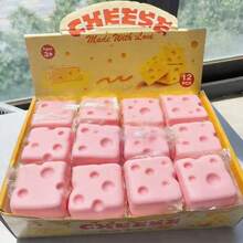 Strawberry Milk Cheese Squishy Slow Rising Stress Relief Toy, Game And Party Favor, Suitable As Gift Or Party Decoration, Gift Bag Filler, Perfect For Family And Friends - Multicolor - View 3