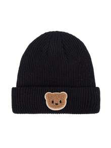 1pc Bear Patch Knit Hat Suitable For Baby Autumn/Winter Daily And Casual Wear - Bear Knit - View 5