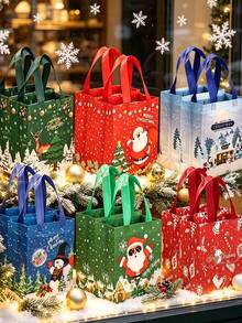 18/12/6/1pc Christmas Gift Bags, Multiple Cute Christmas Patterns, Suitable For Christmas, Theme Party Gift Wrapping, Surprise Party Decoration, Holiday Party Favors And Home Decor - One Size Fits All - View 3