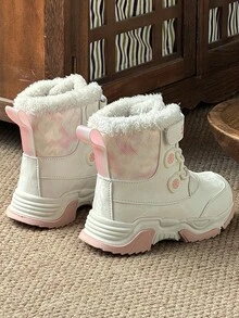 兒童雪地靴 男童女童通用 戶外露營靴 保暖加厚內裡 - 白色 - 查看 4