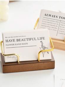 1pc Walnut & Beech Wood Business Card Holder - Premium Solid Wood Office Desk Organizer, Business Gift - Multicolor - View 5