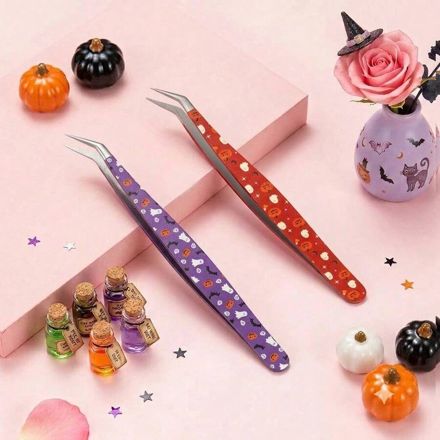 High-Quality Stainless Steel Eyelash Tweezers, Perfect For Scrapbooking And Craft Projects - 01-orange - View 1