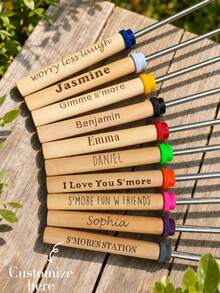 Engraved Telescopic Marshmallow Roasting Sticks | Custom S'mores Campfire Skewers, Fun Phrase BBQ Camping Gift For Friends - Multicolor - View 2