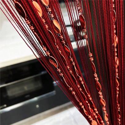 Split 100cmX200cm Decorative Door String Curtain Beads Wall Panel Fringe Window Room Divider Blind For Wedding Coffee House Restaurant Parts Door Divider Beads Tassel Screen Decoration   Local Shipping