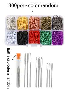 309/9pcs Gourd Shaped Pin Set, 300pc Gourd Shaped Pin+9pcs Hand Sewing Needle,Metal Calabash Pins For Clothing Labels Handmade Craft Sewing Tools,Crochet Accessories And Supplies, Suitable For Fabrics, Clothing Labels, DIY Handicrafts, - Multicolor - View 11