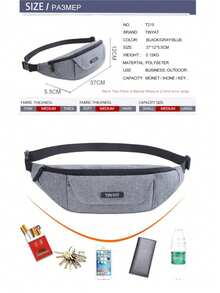 Bauchtasche Gürteltasche Hüfttasche Sport für Damen und Herren Outdoor Groß Handytasche Umhängetasche Camping Wandern Fitness Fahrrad Running - Grau - Übersicht 5