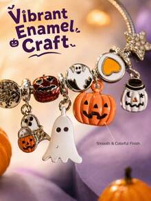 1pc Halloween Demon Pumpkin Ghost Bat Pendant Beaded Bracelet, Suitable For Party, Holiday Gift - Multicolor - View 3