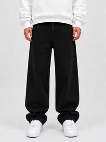 Men's Casual Versatile Daily Wear Jeans - Black - View 3