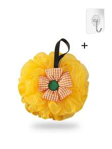 Cute Plaid Flower Bath Sponge, Soft Mesh Shower Ball, Rich Foam Hanging Body Scrubber, Aesthetic Decorative Bath Ball For Bathroom Shower - Multicolor - View 11