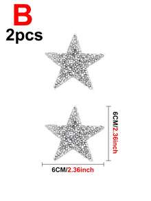 2入組水鑽星形熨燙貼片 - 銀色 - 查看 9