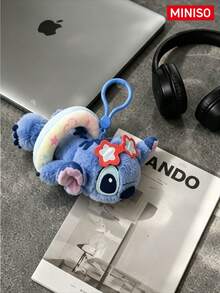 Miniso Stitch Plush Bag Charm Keychain, Prone Stitch With Swim Ring And Flower Fashion Glasses Design, Suitable For Handbags, Backpacks, Birthday And Christmas Gifts - Stitch Rainbow Plush - View 2
