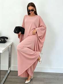 Jubah Panjang Lengan Kelelawar, Pakaian Panjang Elegan Longgar Ukuran Besar, Cocok untuk Acara Kasual Sehari-hari Wanita Timur Tengah - MultiWarna - View 4