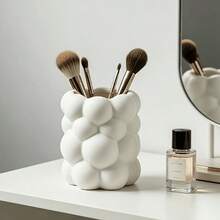 1pc White Cloud Shaped Desktop Cosmetic Storage Box, Suitable For Storing Stationery And Brushes, Organizing Makeup Brushes On Vanity, Can Be Used As Pen Holder, Also As Home Decor - A - View 4