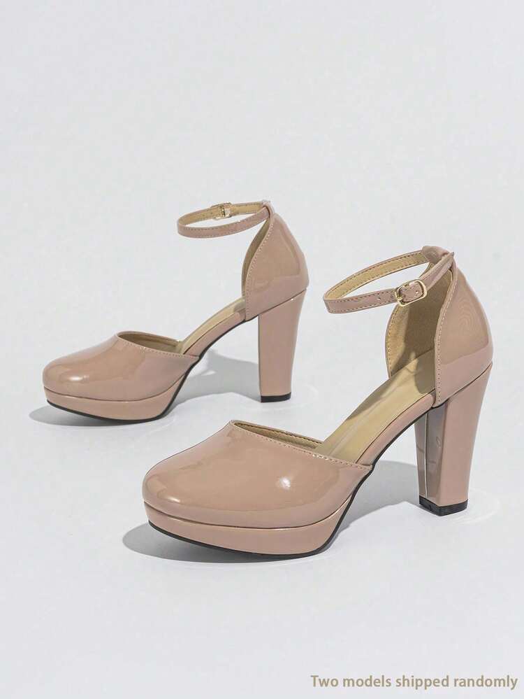 Queenigma Women's High Heel Sandals, Platform Thick Heel Pumps, Pink High Heels, Elegant, Fashionable, Suitable For Dates, Vacations - Pink - View 5