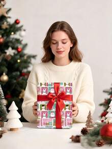 1 Roll Of Christmas Gift Wrapping Paper Featuring A Collage Of Christmas-Themed Patterns;Perfect For Christmas Gift Wrapping,Holiday Party Decor,Home Festive Decoration,DIY Craft,Festive Favour Wrapping Dimensions: 43 Cm X 300 Cm. - A - View 3