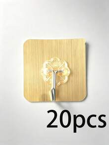 10pcs/20pcs/30pcs/50pcs Heavy Duty Self-Adhesive Wall Hooks, Waterproof Bathroom Hooks, No-Damage Storage Hooks, Multi-Functional Wall Hooks, Rustproof, No Drilling, Easy Install, Removable, Reusable, Kitchen, Tile, Glass, Christmas Gift - Gold - View 11