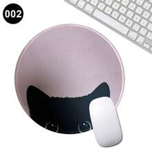 1pc Round Cute Black Cat Print Mouse Pad, Rubber Non-Slip Desk Mat, Heat Transfer High Definition Waterproof Washable Smooth Gaming Office Mouse Pad, Multiple Cartoon Cat Patterns Available, Stitched Edge Wear-Resistant Cute Desk Decor - View 14