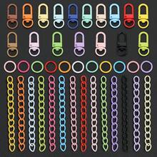 102pcs DIY Keychain Making Parts, Random Mixed Colors, Includes Rotating Lobster Clasp, Jump Rings, 5-Section Chains, Door Hooks, Connector Hooks, Suitable For Braided DIY Keychains, Bag Charms, Open Connectors, Keychain Accessories Making Materials, DIY Key Ring Accessories - Clasp & Jump Ring & Extension Chain - View 5