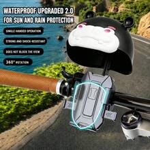 Motorcycle Phone Mount With Mini Helmet Sun Visor, Anti-Shake Bicycle Phone Holder, Fits Handlebars, Universal Smartphone Mount, Adjustable Multi-Angle, Sturdy And Easy To Install, Suitable For Mountain Bike/Scooter - Black - Black - View 3