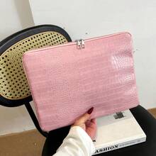Funda para portátil de unicolor, minimalista y de lujo, bolsa de almacenamiento multiusos para portátil y tableta, bolsa para ordenador - Rosa - Ver 4