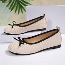 2026 Spring/Summer New Breathable Women's Round Toe Bow Flat Ballet Shoes Beach - Beige - View 5