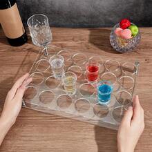 24-Slot Wine Glass Tray Rack, Bathroom Acrylic Wine Glass Holder, Bar Wine Glass Service Tray, Cup Storage Organizer, Wine Glass Display Rack, Perforated Design For Parties, Bars, Clubs & Games - White - View 2