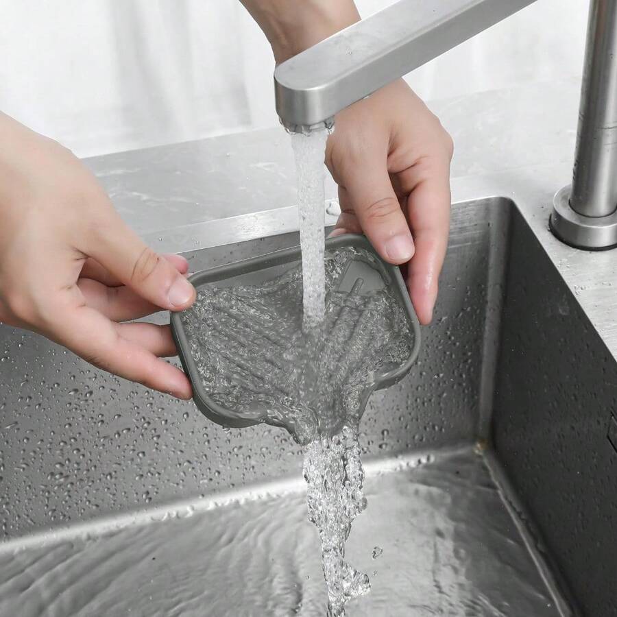 Multifunctional Silicone Soap Dish With Automatic Drainage And Anti-Slip Design, Universal Bathroom Sink Storage Organizer