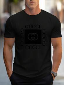 Men's Pure Cotton Short Sleeve T-Shirt Casual Breathable Soft Classic Fit Everyday Summer Basic Tee Top - 黑色 - 查看 1