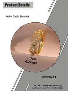 1 pieza Anillo versátil de trébol de cuatro hojas para mujer, anillo de compromiso creativo con circonita cúbica para uso diario, citas y regalo, joyería de cobre - Trébol de cuatro hojas - Ver 4